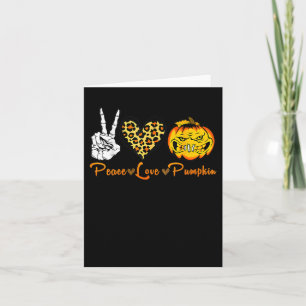 Skeleton Peace Leopard Love Scary Pumpkin Hallowee Card