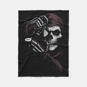 Skeleton Photographer Funny For Men Women Fleece Blanket