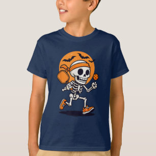 Skeleton Pickleball Halloween Funny Costume  T-Shirt