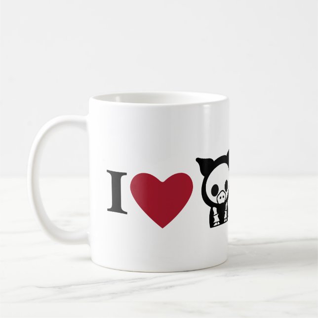 Skeleton Piggy Halloween Coffee Mug (Left)