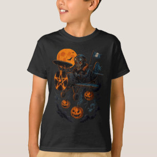 Skeleton Pilot Art Halloween Creepy Aeroplane For T-Shirt