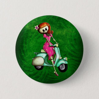Skeleton Pin Up Girl on Scooter