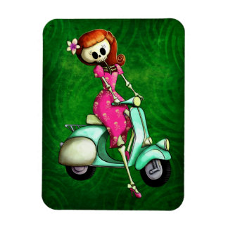 Skeleton Pin Up Girl on Scooter Magnet