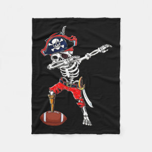 Skeleton Pirate &amp; Football Ball Halloween Cost Fleece Blanket