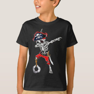 Skeleton Pirate &amp; Soccer Ball Halloween Costum T-Shirt