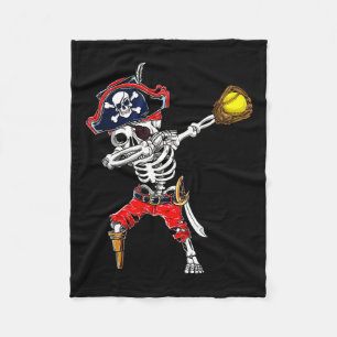 Skeleton Pirate &amp; Softball Ball Halloween Cost Fleece Blanket