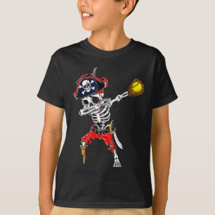 Skeleton Pirate &amp; Softball Ball Halloween Cost T-Shirt