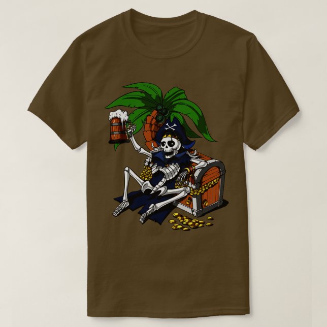 Skeleton Pirate Beer Party T-Shirt (Design Front)