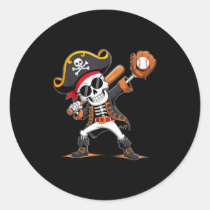 Skeleton Pirate Halloween Costume Baseball Player Classic Round Sticker