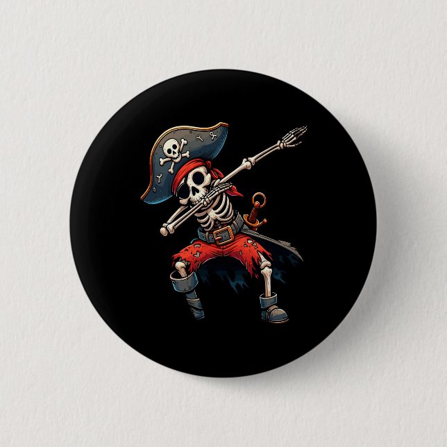 Skeleton Pirate Kids  6 Cm Round Badge (Front)
