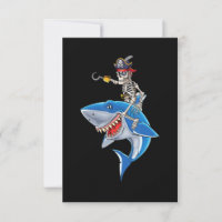 Skeleton Pirate Riding Shark Cute Boys Halloween