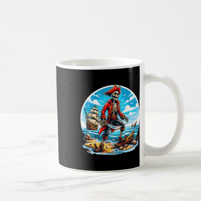 Skeleton Pirate Tee Skull Halloween Skeleton Pirat Coffee Mug (Right)