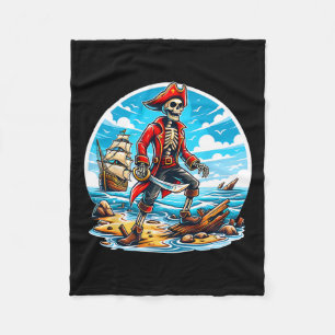 Skeleton Pirate Tee Skull Halloween Skeleton Pirat Fleece Blanket