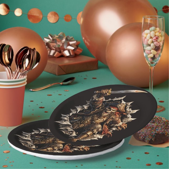Skeleton Pirates Exploding From Portal Paper Plate (Multi)