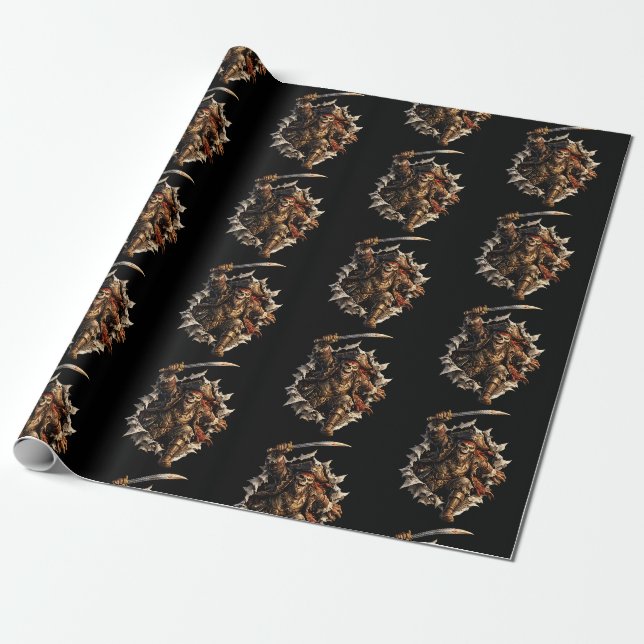 Skeleton Pirates Exploding From Portal Wrapping Paper (Unrolled)