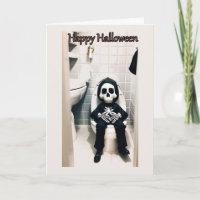 Skeleton Pit Stop Halloween Card