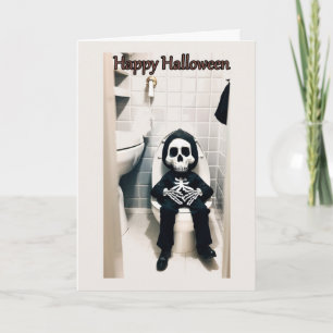 Skeleton Pit Stop Halloween Card