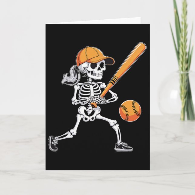 Skeleton Play Softll Halloween Costume For Men Boy Card (Front)