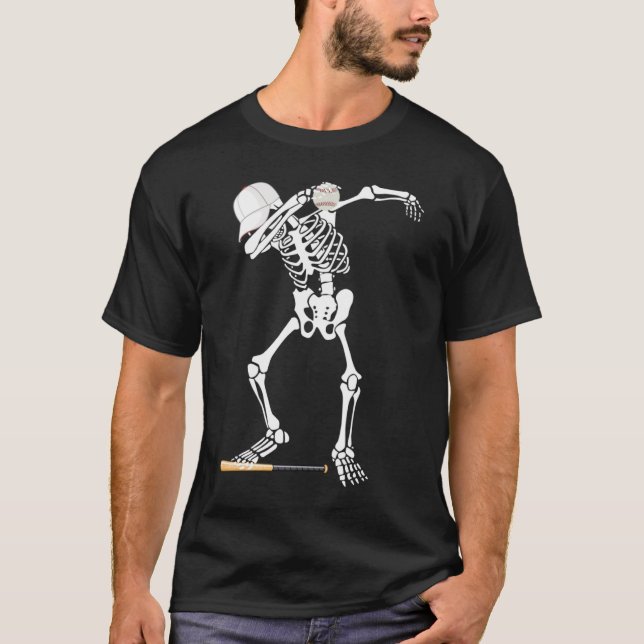 Skeleton Playing Baseball with Dab Dance  Hallowee T-Shirt (Front)