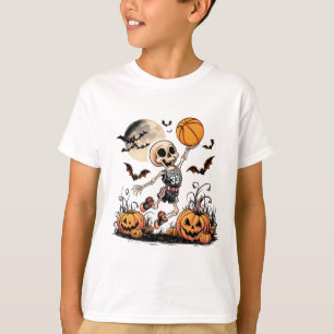 Skeleton Playing Basketball Halloween Men Boys Bas T-Shirt