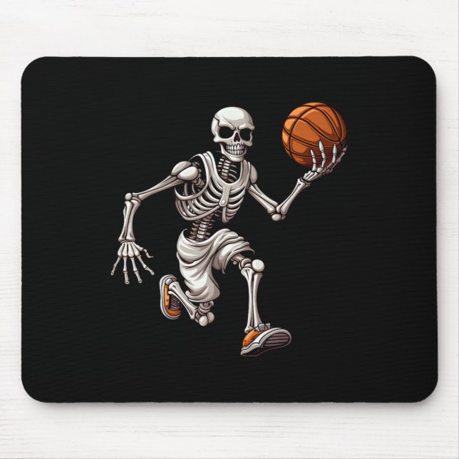 Skeleton Playing Basketball Halloween Skull Lover  Mouse Pad (Front)