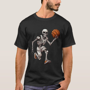 Skeleton Playing Basketball Halloween Skull Lover T-Shirt