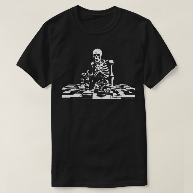 skeleton playing chess T-Shirt (Design Front)