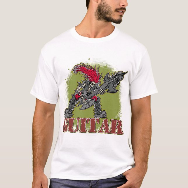 Skeleton Playing Electric Guitar T-Shirt (Front)