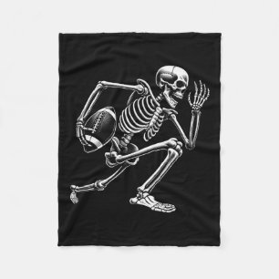 Skeleton Playing Football Halloween Skull Lover  Fleece Blanket