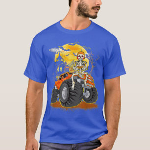 Skeleton Playing Game Monster Truck Funny Hallowee T-Shirt