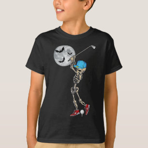 Skeleton Playing Golf Golfing Happy Halloween Day T-Shirt