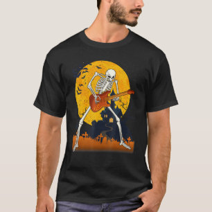 Skeleton Playing Guitar Electric Acoustic Hallowee T-Shirt