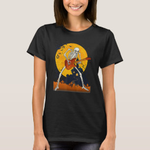 Skeleton Playing Guitar Electric Acoustic Hallowee T-Shirt