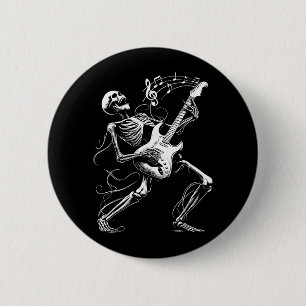 Skeleton Playing Guitar Music for Men Women Rock 6 Cm Round Badge