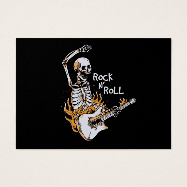 Skeleton playing guitar with fire (Front)