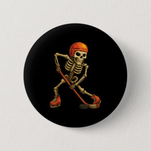 Skeleton Playing Ice Hockey Player Halloween Costu 6 Cm Round Badge