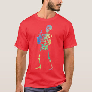 Skeleton Playing Saxophone Jazz Halloween Music Sp T-Shirt