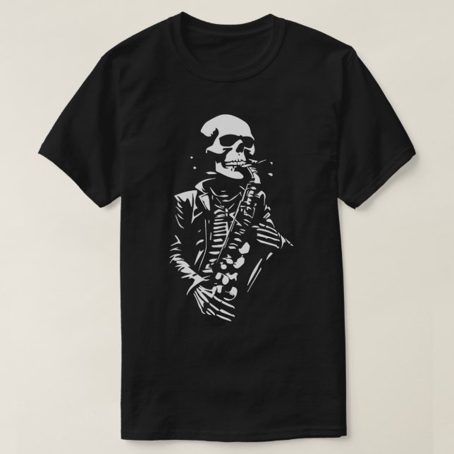 skeleton playing saxophone T-Shirt (Design Front)