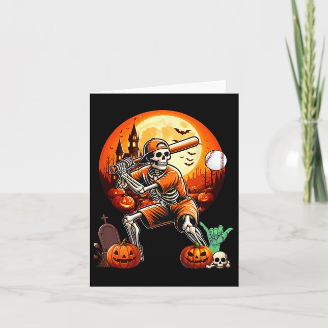 Skeleton Playing Sell Halloween Player Trainer Fan Card (Front)