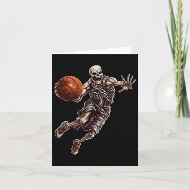 Skeleton Playing Sketll Cool Funny Halloween 1  Card (Front)