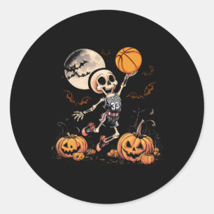 Skeleton Playing Sketll Halloween Men Boys Sketll  Classic Round Sticker