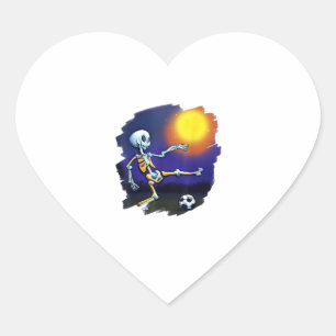 Skeleton Playing Soccer Funny Halloween Soccer Heart Sticker