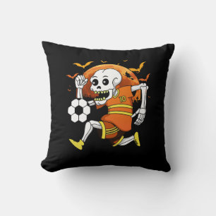 Skeleton Playing Soccer Funny Halloween Soccer Spo Cushion