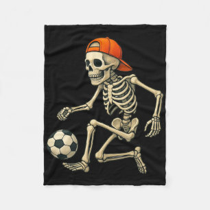 Skeleton Playing Soccer Halloween Footbyll Graphic Fleece Blanket