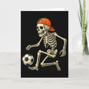 Skeleton Playing Soccer Halloween Footll Graphic Card