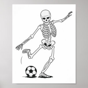 Skeleton Playing Soccer  Poster
