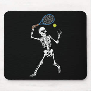 Skeleton Playing Tennis Lovers Spooky Halloween Pl Mouse Pad