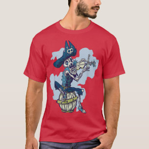 Skeleton Playing Violin Pirate Musical Instrument T-Shirt