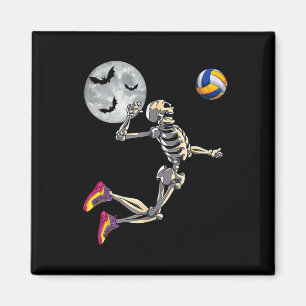Skeleton Playing Volleyball Happy Halloween Day Bo Magnet