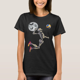 Skeleton Playing Volleyball Happy Halloween Day Bo T-Shirt